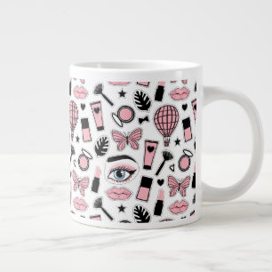 Makeup Sticker Pattern Large Coffee Mug