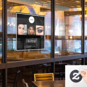 Makeup Studio Elegant Photo Collage Logo  Window Cling
