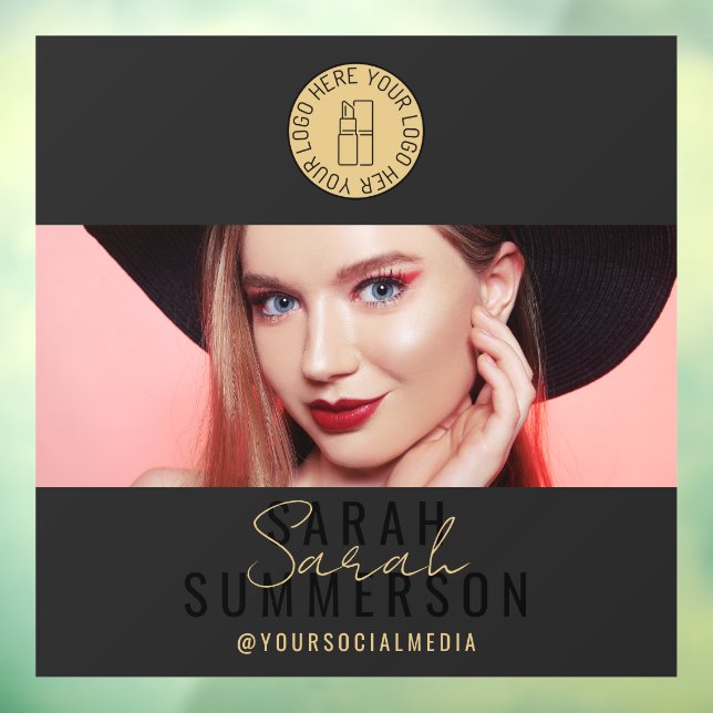 Makeup Studio Logo Black Gold Social Media Window Cling (Sheet 3)