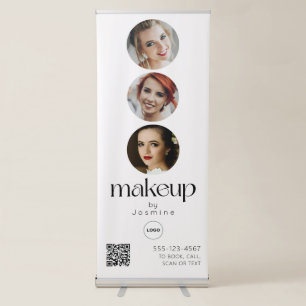 Makeup Studio QR Code Photo Collage Salon Display Retractable Banner