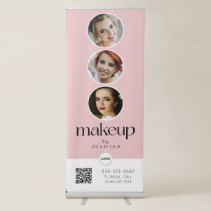 Makeup Studio QR Code Photo Collage Salon Display Retractable Banner