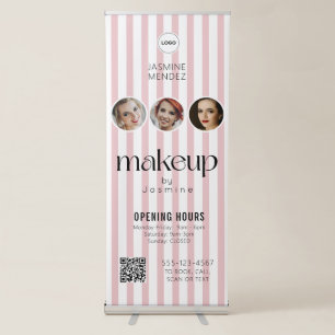 Makeup Studio QR Code Photo Collage Salon Display Retractable Banner