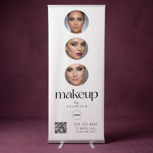 Makeup Studio QR Code Photo Collage Salon Display Retractable Banner