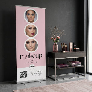 Makeup Studio QR Code Photo Collage Salon Display Retractable Banner
