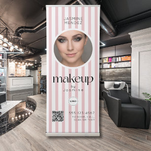 Makeup Studio QR Code Photo Collage Salon Display Retractable Banner
