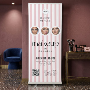 Makeup Studio QR Code Photo Collage Salon Display Retractable Banner
