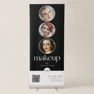 Makeup Studio QR Code Photo Collage Salon Display Retractable Banner
