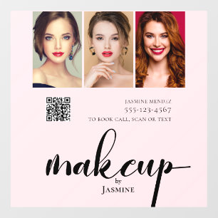 Makeup Studio QR Code Photo Collage Salon Display Window Cling