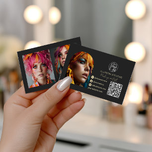 Makeup trendy 3 photo Social Media Logo qr code Business Card