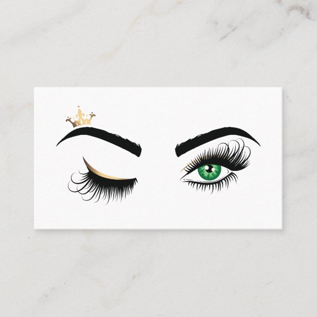 Makeup Wink Eye Green Beauty Salon Lash Extension Business Card (Front)