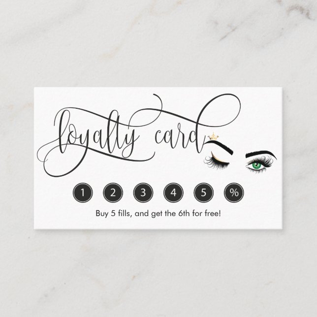 Makeup Wink Eye Green Beauty Salon Loyalty Card (Front)