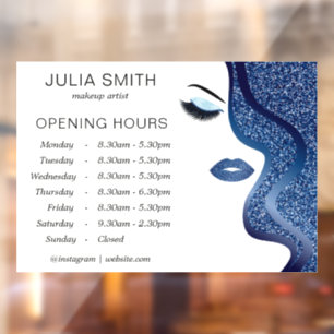 Makeup with dark blue glitter effect window cling