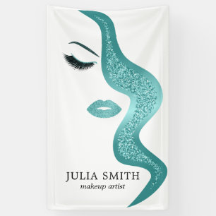 Makeup with glitter effect banner