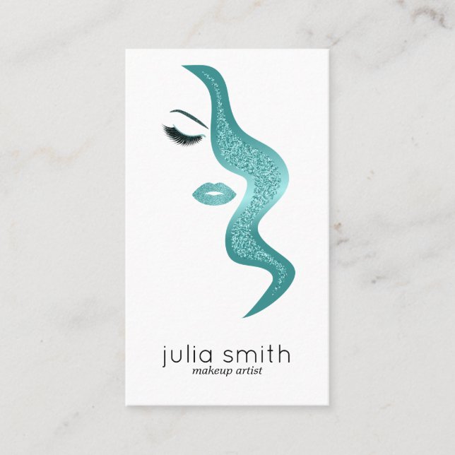 Makeup with glitter effect business card (Front)