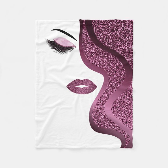 Makeup with glitter effect fleece blanket (Front)