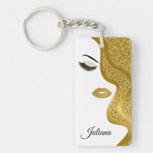 Makeup with glitter effect key ring