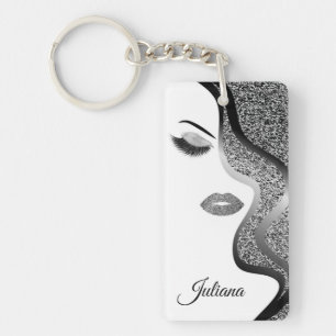 Makeup with glitter effect key ring
