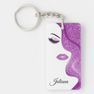 Makeup with glitter effect key ring