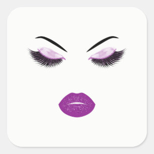 Makeup with glitter effect square sticker