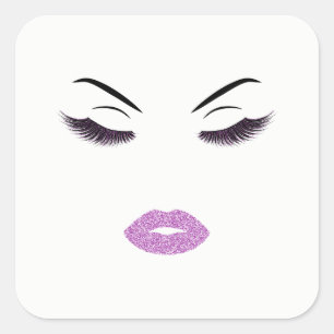 Makeup with glitter effect square sticker