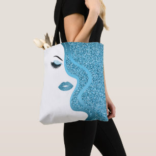 Makeup with glitter effect tote bag
