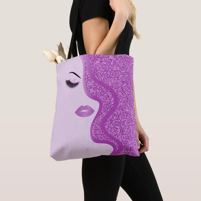 Makeup with glitter effect tote bag (Close Up)