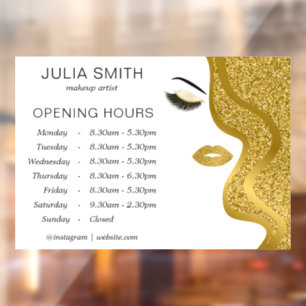 Makeup with gold glitter effect window cling