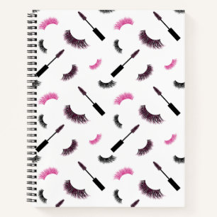 Makeup with pink glitter notebook
