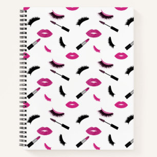 Makeup with pink glitter notebook
