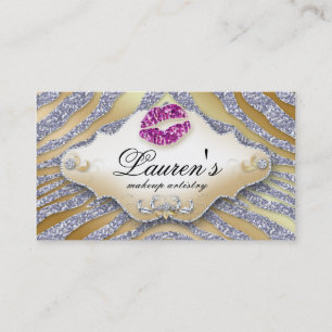 Makeup Zebra Business Card Sparkle Pink SG