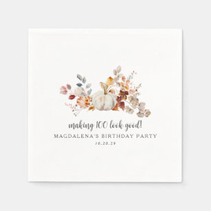 Making 100 Look Good Custom Fall Birthday Napkin