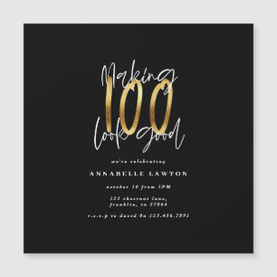 Making 100 look good gold birthday invitation