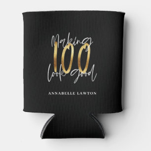 Making 100 look good gold birthday invitation can cooler