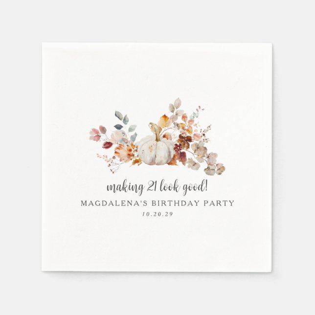 Making 21 Look Good Custom Fall Birthday Napkin (Front)