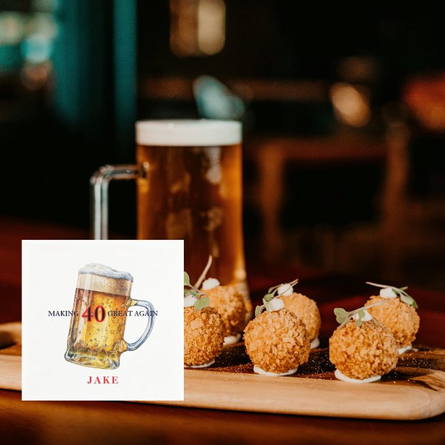 Making 40 Great Again Beer Birthday Party Napkin (Creator Uploaded)