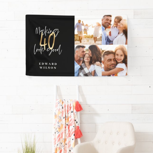 making 40 look good black and gold multi photo banner (Insitu)