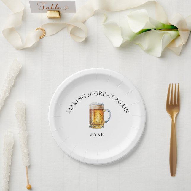 Making 50 Great Again Beer Birthday Party Paper Plate (Wedding)