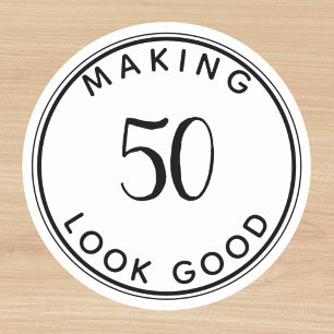 Making 50 Look Good 50th Birthday Modern Minimal Classic Round Sticker