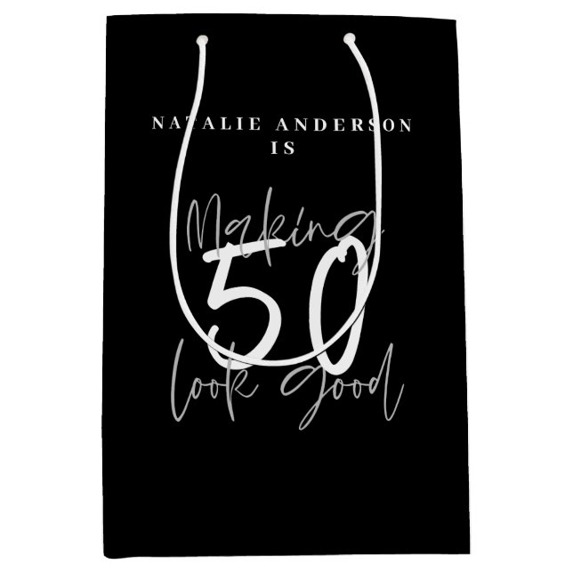 Making 50 look good birthday celebration  medium gift bag (Front)