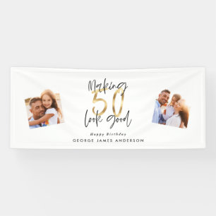making 50 look good black and gold birthday banne banner