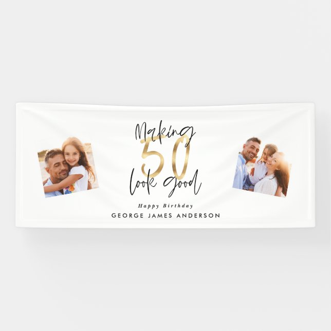 making 50 look good black and gold birthday  banne banner (Horizontal)