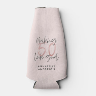 Making 50 look good girly pink glitter birthday bottle cooler