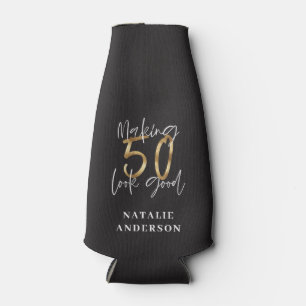 Making 50 look good gold birthday celebration bottle cooler