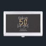Making 50 look good gold birthday celebration business card holder<br><div class="desc">Celebrate your 50th birthday in style with this black,  white and gold effect 50 and fabulous birthday design. A modern design with script text and bold graphics. Change the colour to customise. Part of a collection.</div>