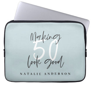 Making 50 look good gold birthday celebration laptop sleeve