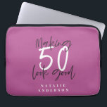 Making 50 look good gold birthday celebration laptop sleeve<br><div class="desc">Celebrate your 50th birthday in style with this chic,  elegant 50 and fabulous birthday design. A modern design with script text and bold graphics. Change the colour to customise. Part of a collection.</div>