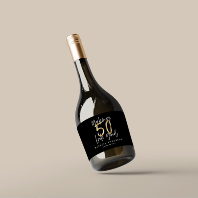 Making 50 look good gold birthday celebration sparkling wine label (Creator Uploaded)