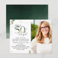 Making 50 Look Good Gold Photo Birthday Invitation