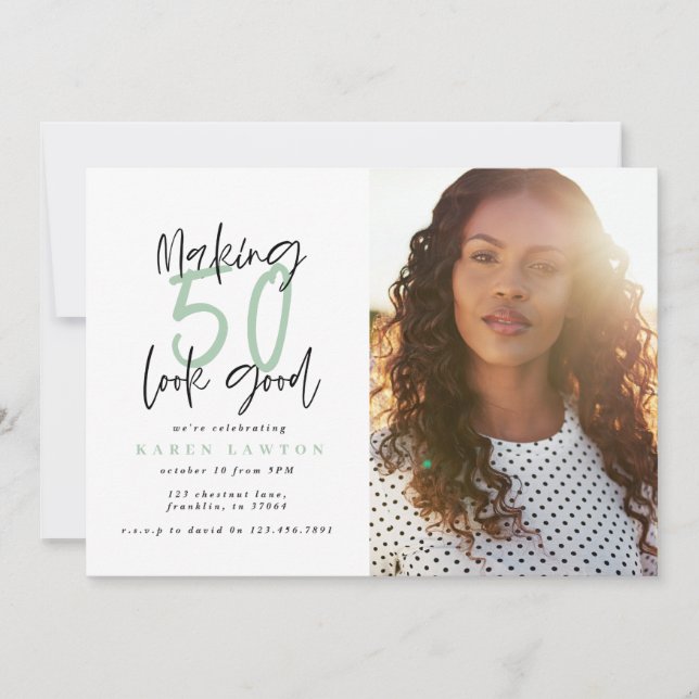 Making 50 look good photo birthday invitation (Front)