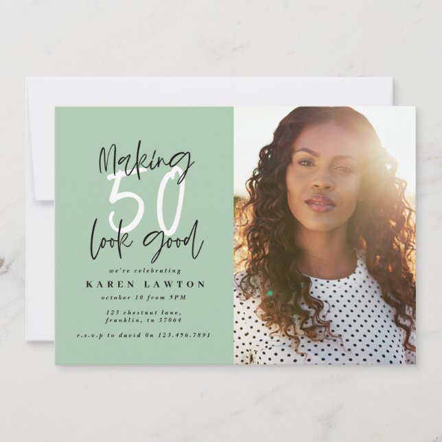 Making 50 look good photo birthday invitation (Front)
